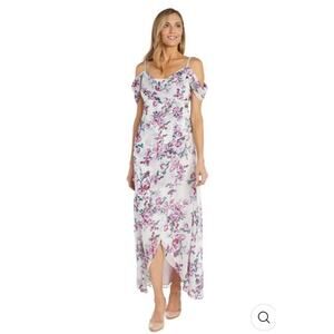 #167 MSRP $129 NWT R&M RICHARDS OFF THE SHOULDER FLORAL MAXI DRESS ♡SIZE 14W♡
